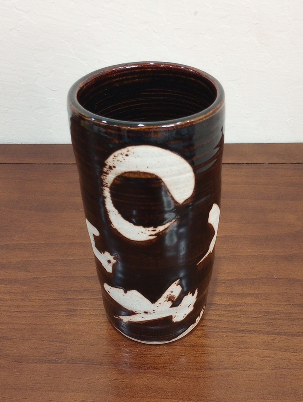 Stoneware Wax Resist Design Vase - Vintage!